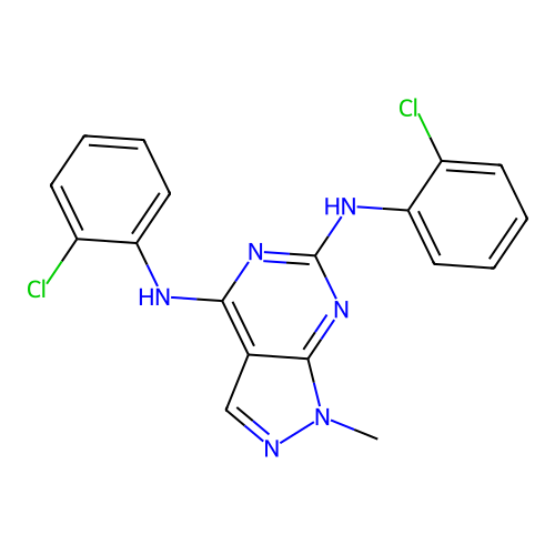 4-N,6-N-bis(2-chlorophenyl)-1-methylpyrazolo[3,4-d]pyrimidine-4,6-diamine structure