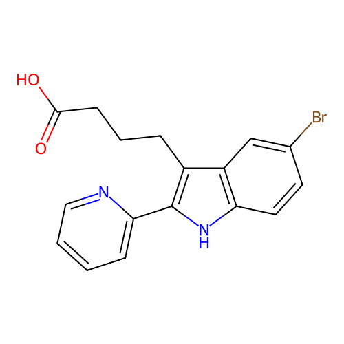 4-(5-bromo-2-(pyridin-2-yl)-1H-indol-3-yl)butanoic acid structure