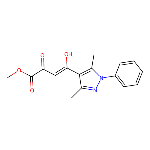 Methyl 4-(3,5-dimethyl-1-phenylpyrazol-4-yl)-4-hydroxy-2-oxobut-3-enoate structure