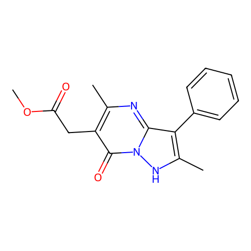 methyl 2-(2,5-dimethyl-7-oxo-3-phenyl-1H-pyrazolo[1,5-a]pyrimidin-6-yl)acetate structure