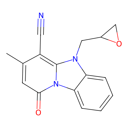 3-Methyl-5-(oxiran-2-ylmethyl)-1-oxopyrido[1,2-a]benzimidazole-4-carbonitrile structure