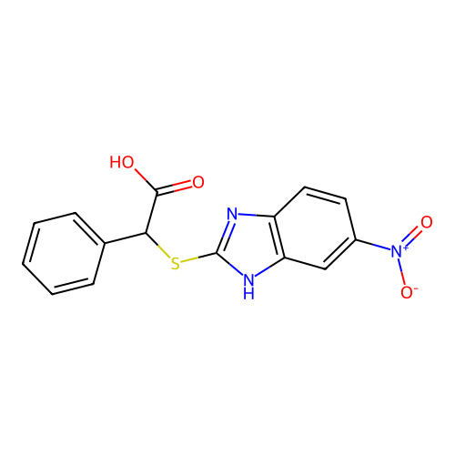 [(5-nitro-1H-benzimidazol-2-yl)sulfanyl](phenyl)acetic acid structure