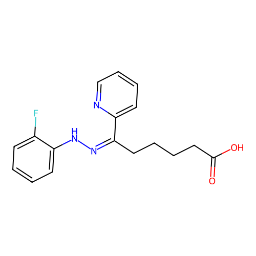 6-[(2-Fluorophenyl)hydrazinylidene]-6-pyridin-2-ylhexanoic acid structure