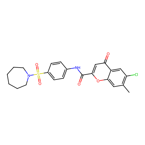 N-[4-(azepan-1-ylsulfonyl)phenyl]-6-chloro-7-methyl-4-oxo-4H-chromene-2-carboxamide structure