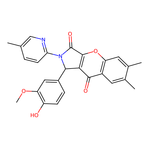 1-(4-hydroxy-3-methoxyphenyl)-6,7-dimethyl-2-(5-methylpyridin-2-yl)-1,2-dihydrochromeno[2,3-c]pyrrole-3,9-dione structure