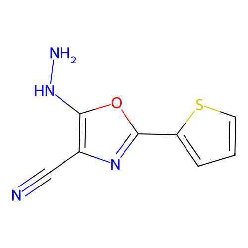 5-Hydrazinyl-2-(thiophen-2-yl)-1,3-oxazole-4-carbonitrile structure