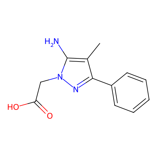 5-Amino-4-methyl-3-phenyl-1H-pyrazole-1-acetic acid structure
