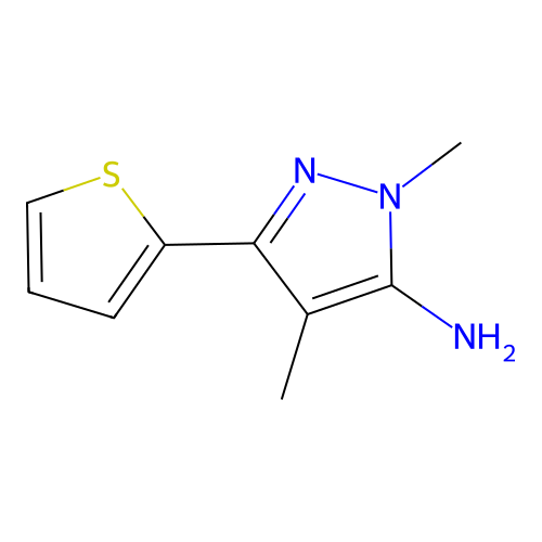 1,4-dimethyl-3-(thiophen-2-yl)-1H-pyrazol-5-amine structure