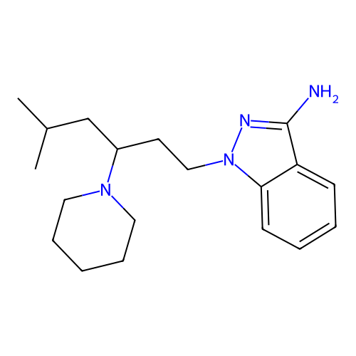 1H-Indazol-3-amine, 1-(5-methyl-3-(1-piperidinyl)hexyl)- structure