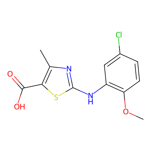 2-(5-Chloro-2-methoxyanilino)-4-methyl-1,3-thiazole-5-carboxylic acid structure