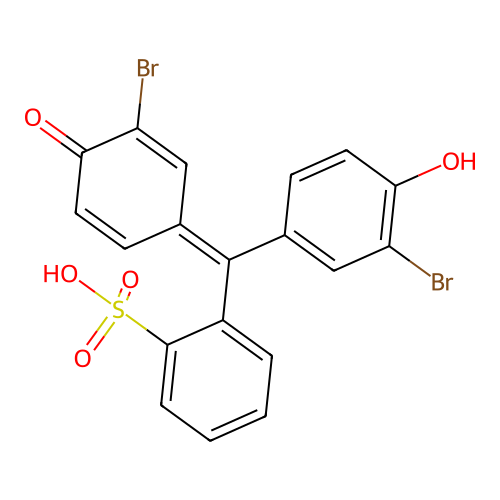 2-[(3-Bromo-4-hydroxyphenyl)(3-bromo-4-oxo-2,5-cyclohexadien-1-ylidene)methyl]benzenesulfonic acid structure