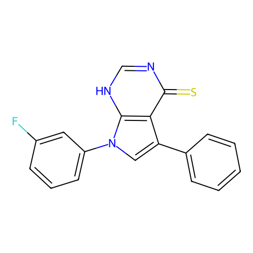 7-(3-fluorophenyl)-5-phenyl-7H-pyrrolo[2,3-d]pyrimidine-4-thiol structure