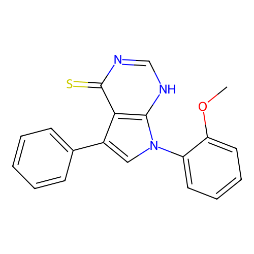 7-(2-methoxyphenyl)-5-phenyl-7H-pyrrolo[2,3-d]pyrimidine-4-thiol structure
