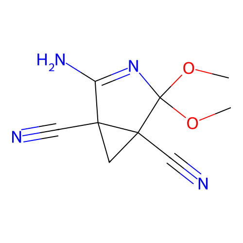 2-Amino-4,4-dimethoxy-3-azabicyclo[3.1.0]hex-2-ene-1,5-dicarbonitrile structure