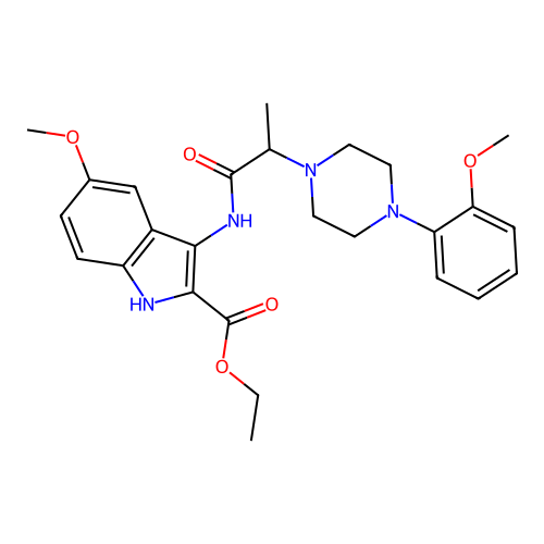 ethyl 5-methoxy-3-({2-[4-(2-methoxyphenyl)piperazin-1-yl]propanoyl}amino)-1H-indole-2-carboxylate structure