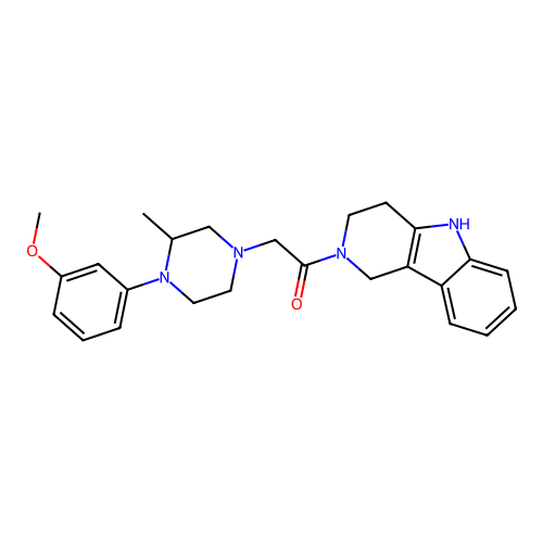 2-[(3R)-4-(3-methoxyphenyl)-3-methylpiperazin-1-yl]-1-(1,3,4,5-tetrahydro-2H-pyrido[4,3-b]indol-2-yl)ethanone structure