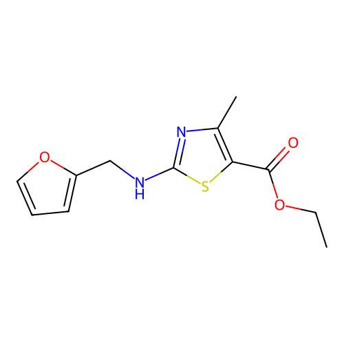 Ethyl 2-[(2-furylmethyl)amino]-4-methyl-1,3-thiazole-5-carboxylate structure