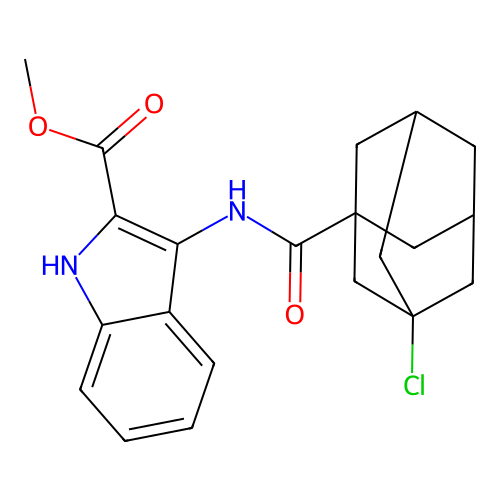 methyl 3-[(3-chloroadamantane-1-carbonyl)amino]-1H-indole-2-carboxylate structure