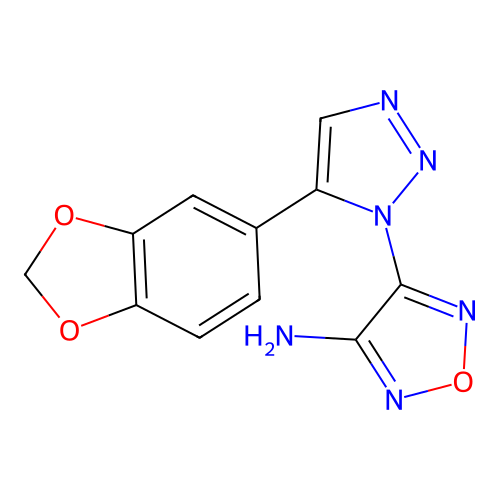 4-(5-(1,3-Benzodioxol-5-yl)-1H-1,2,3-triazol-1-yl)-1,2,5-oxadiazol-3-amine structure