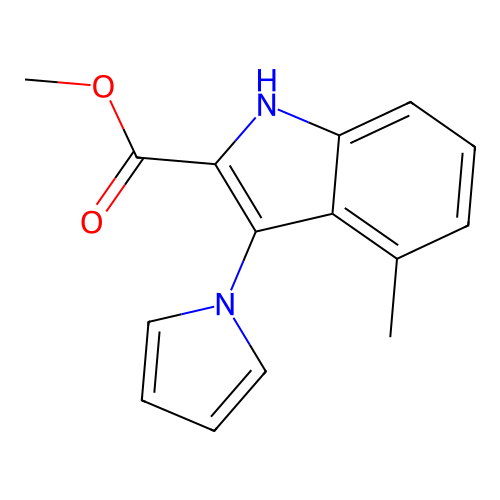 methyl 4-methyl-3-(1H-pyrrol-1-yl)-1H-indole-2-carboxylate structure