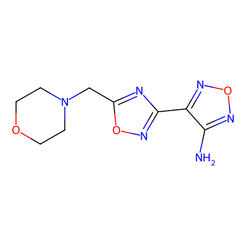 4-[5-(Morpholin-4-ylmethyl)-1,2,4-oxadiazol-3-yl]-1,2,5-oxadiazol-3-amine structure