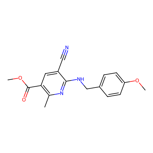 Methyl 5-cyano-6-[(4-methoxybenzyl)amino]-2-methylnicotinate structure