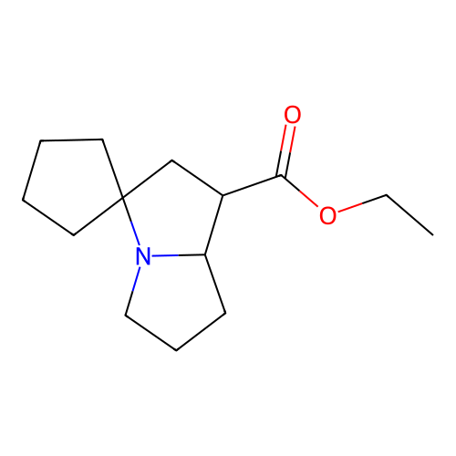 Ethyl hexahydrospiro[cyclopentane-1,3'-pyrrolizine]-1'-carboxylate structure
