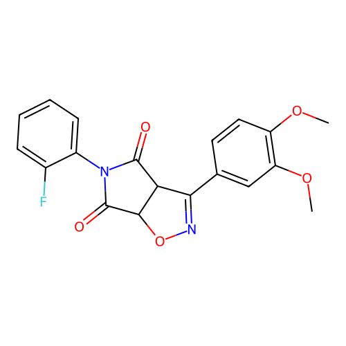 3-(3,4-dimethoxyphenyl)-5-(2-fluorophenyl)-3aH-pyrrolo[3,4-d][1,2]oxazole-4,6(5H,6aH)-dione structure