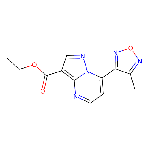 Ethyl 7-(4-methyl-1,2,5-oxadiazol-3-yl)pyrazolo[1,5-a]pyrimidine-3-carboxylate structure