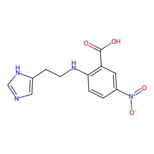 2-{[2-(1H-imidazol-4-yl)ethyl]amino}-5-nitrobenzoic acid structure