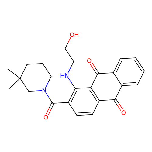 2-(3,3-Dimethyl-piperidine-1-carbonyl)-1-(2-hydroxy-ethylamino)-anthraquinone structure