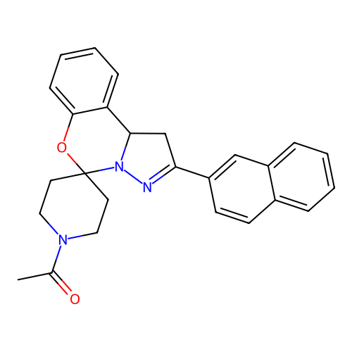 1-(2-(naphthalen-2-yl)-1,10b-dihydrospiro[benzo[e]pyrazolo[1,5-c][1,3]oxazine-5,4'-piperidin]-1'-yl)ethanone structure