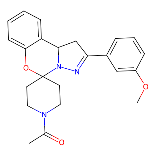1-(2-(3-methoxyphenyl)-1,10b-dihydrospiro[benzo[e]pyrazolo[1,5-c][1,3]oxazine-5,4'-piperidin]-1'-yl)ethanone structure