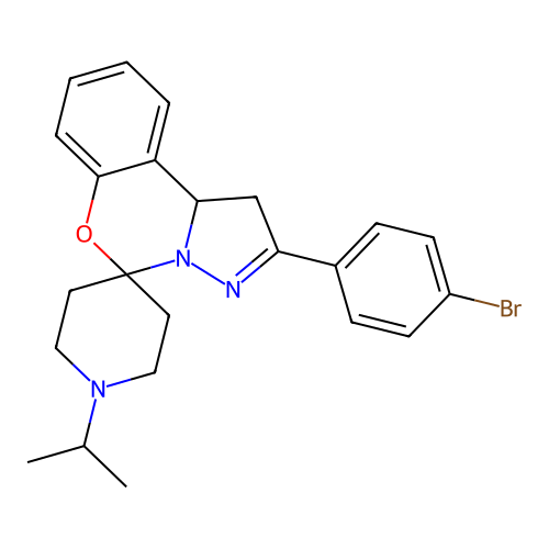 2'-(4-bromophenyl)-1-(propan-2-yl)-1',10b'-dihydrospiro[piperidine-4,5'-pyrazolo[1,5-c][1,3]benzoxazine] structure