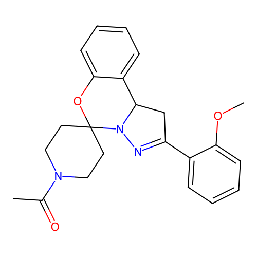 1-(2-(2-methoxyphenyl)-1,10b-dihydrospiro[benzo[e]pyrazolo[1,5-c][1,3]oxazine-5,4'-piperidin]-1'-yl)ethanone structure