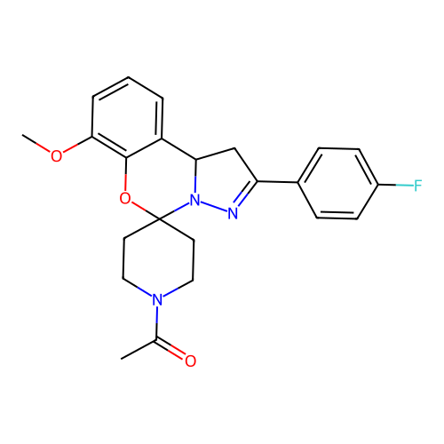 1-[2'-(4-fluorophenyl)-7'-methoxy-1',10b'-dihydro-1H-spiro[piperidine-4,5'-pyrazolo[1,5-c][1,3]benzoxazin]-1-yl]ethanone structure