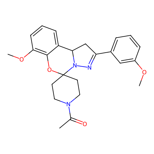 1-(7-methoxy-2-(3-methoxyphenyl)-1,10b-dihydrospiro[benzo[e]pyrazolo[1,5-c][1,3]oxazine-5,4'-piperidin]-1'-yl)ethanone structure