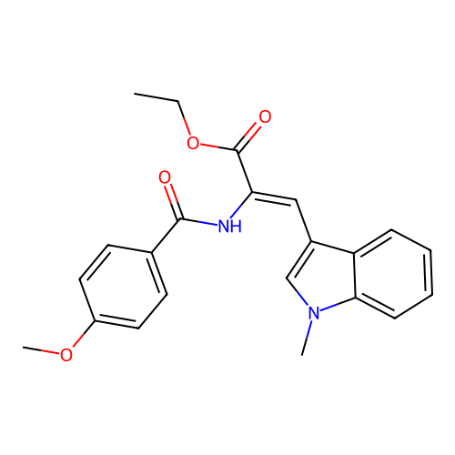 (Z)-ethyl 2-(4-methoxybenzamido)-3-(1-methyl-1H-indol-3-yl)acrylate structure