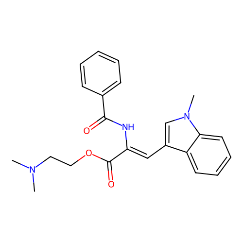 (Z)-2-(dimethylamino)ethyl 2-benzamido-3-(1-methyl-1H-indol-3-yl)acrylate structure