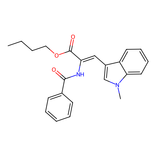 butyl (2Z)-3-(1-methyl-1H-indol-3-yl)-2-[(phenylcarbonyl)amino]prop-2-enoate structure