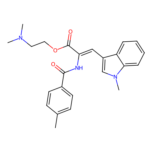 (Z)-2-(4-Methyl-benzoylamino)-3-(1-methyl-1H-indol-3-yl)-acrylic acid 2-dimethylamino-ethyl ester structure
