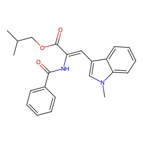 (Z)-isobutyl 2-benzamido-3-(1-methyl-1H-indol-3-yl)acrylate structure