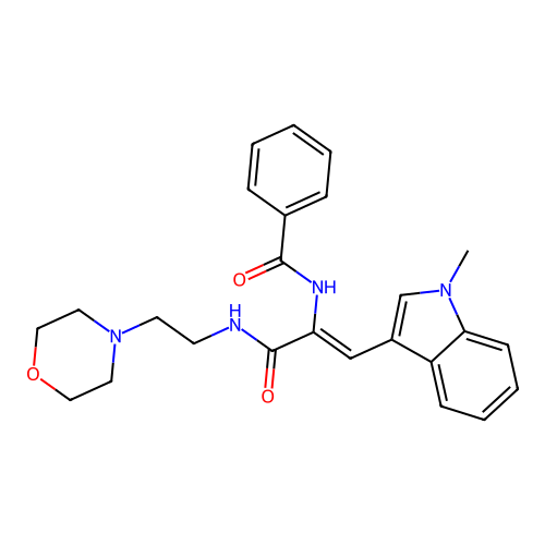 N-[2-(1-Methyl-1H-indol-3-yl)-1-[[[2-(4-morpholinyl)ethyl]amino]carbonyl]ethenyl]benzamide structure