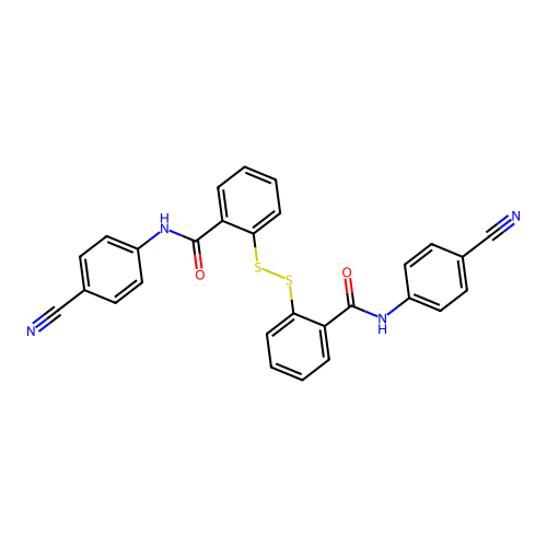 Benzamide, 2,2'-dithiobis[N-(4-cyanophenyl)- structure