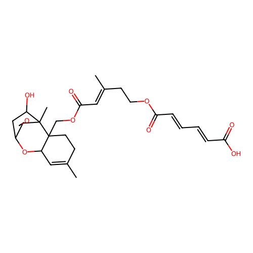 Trichothec-9-ene-4,15-diol, 12,13-epoxy-,      15-(5-((5-carboxy-1-oxo-2,4-pentadienyl)oxy)-3-methyl-2-pentenoate), (4beta,15(E(2E,4Z)))- structure