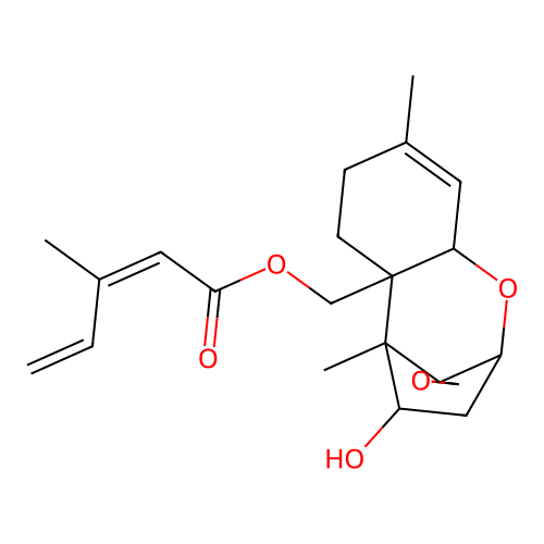 Trichothec-9-ene-4,15-diol, 12,13-epoxy-, 15-(3-methyl-2,4-pentadienoate), (4beta,15(Z))- structure