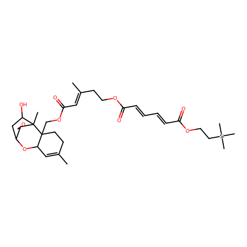 Trichothec-9-ene-4,15-diol, 12,13-epoxy-,      15-(5-((1,5-dioxo-5-(2-(trimethylsilyl)ethoxy)-2,4-hexadienyl)oxy)-3-methyl-2-pentenoate), (4beta,15(E(2E,4Z)))- structure
