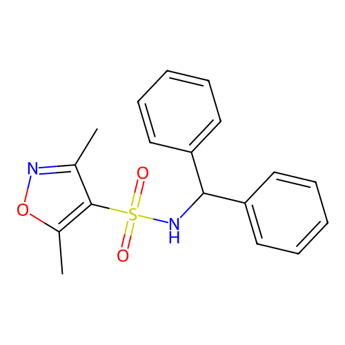 N-Benzhydryl-3,5-dimethylisoxazole-4-sulfonamide structure