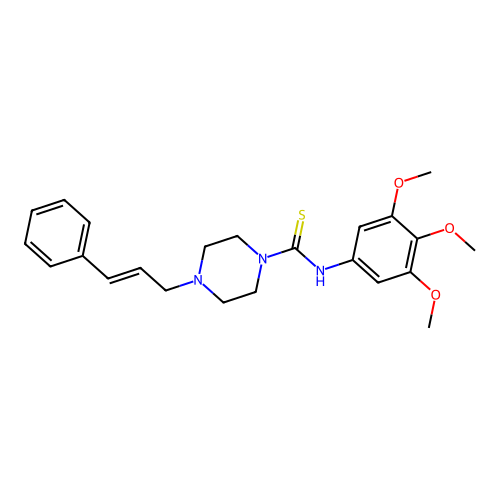4-cinnamyl-N-(3,4,5-trimethoxyphenyl)piperazine-1-carbothioamide structure