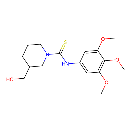 3-(hydroxymethyl)-N-(3,4,5-trimethoxyphenyl)piperidine-1-carbothioamide structure